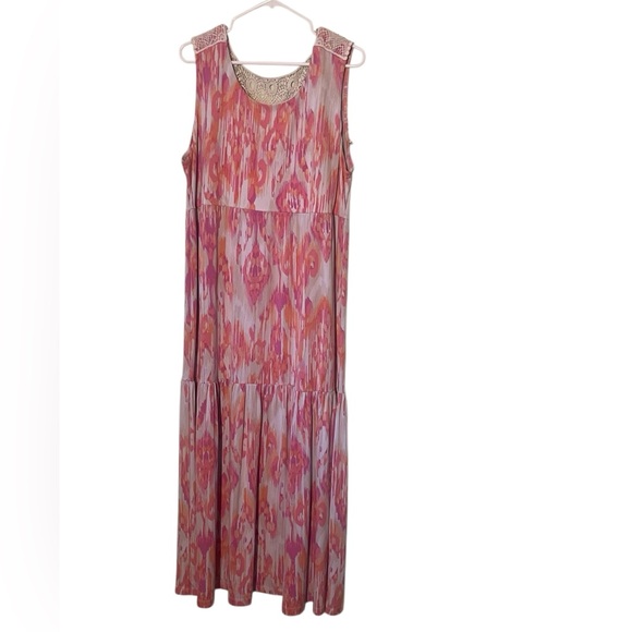 Ruby Rd. Dresses & Skirts - Ruby Rd Lace Back Long Flowy Stretch Boho Ruffle dress. Size XL GUC.